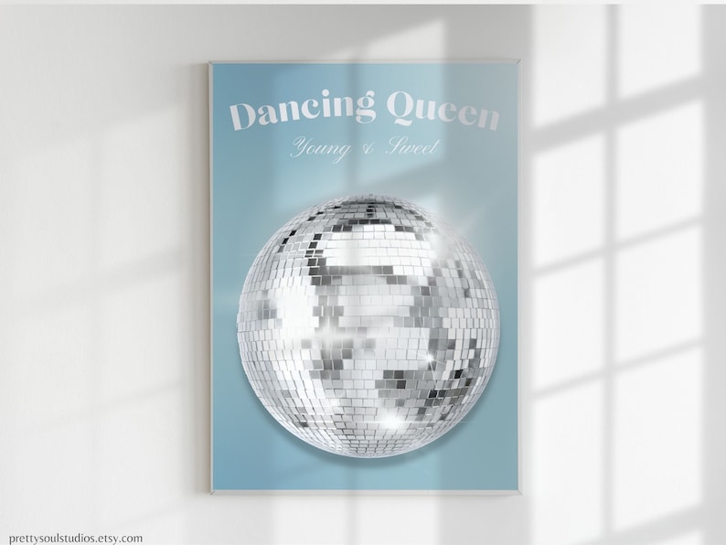 Dancing Queen Disco Ball Art Print | Retro 70s Abba (digital Download ...