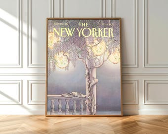 Vintage New York Magazine Cover Art Prints Botanical Purple Wisteria (digital download)