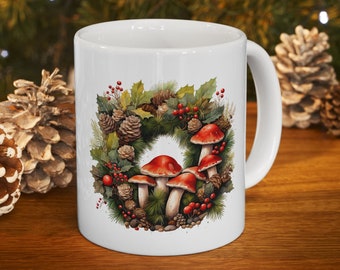 magical mistletoe mushroom christmas Mug,mushroom Mug,Funny cute mushroom mistletoe tea and coffee cup,Gift for Her,new year and christmas