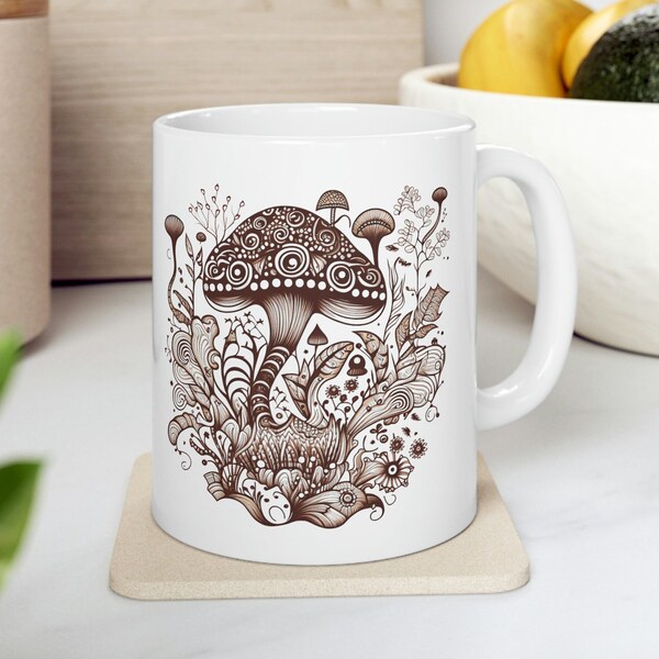 beautiful mushroom mug, mushroom mug gift, mushroom mug for mom, mushroom mug happy, pink mushroom, purple mushroom cup, mushroom coffee cup