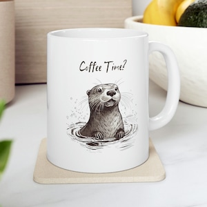 coffee time?,coffee mug,otter,Cute Otter Mug,Sea otters Gifts For Her,River Otters Holding Hands,Funny Otter Mom,otter coffee cup,otter gift