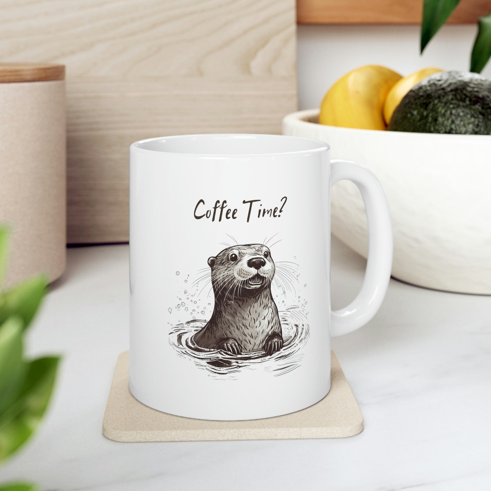 Let's Stay Warm Two-Otter Coffee Mug by Lillian IpKoon