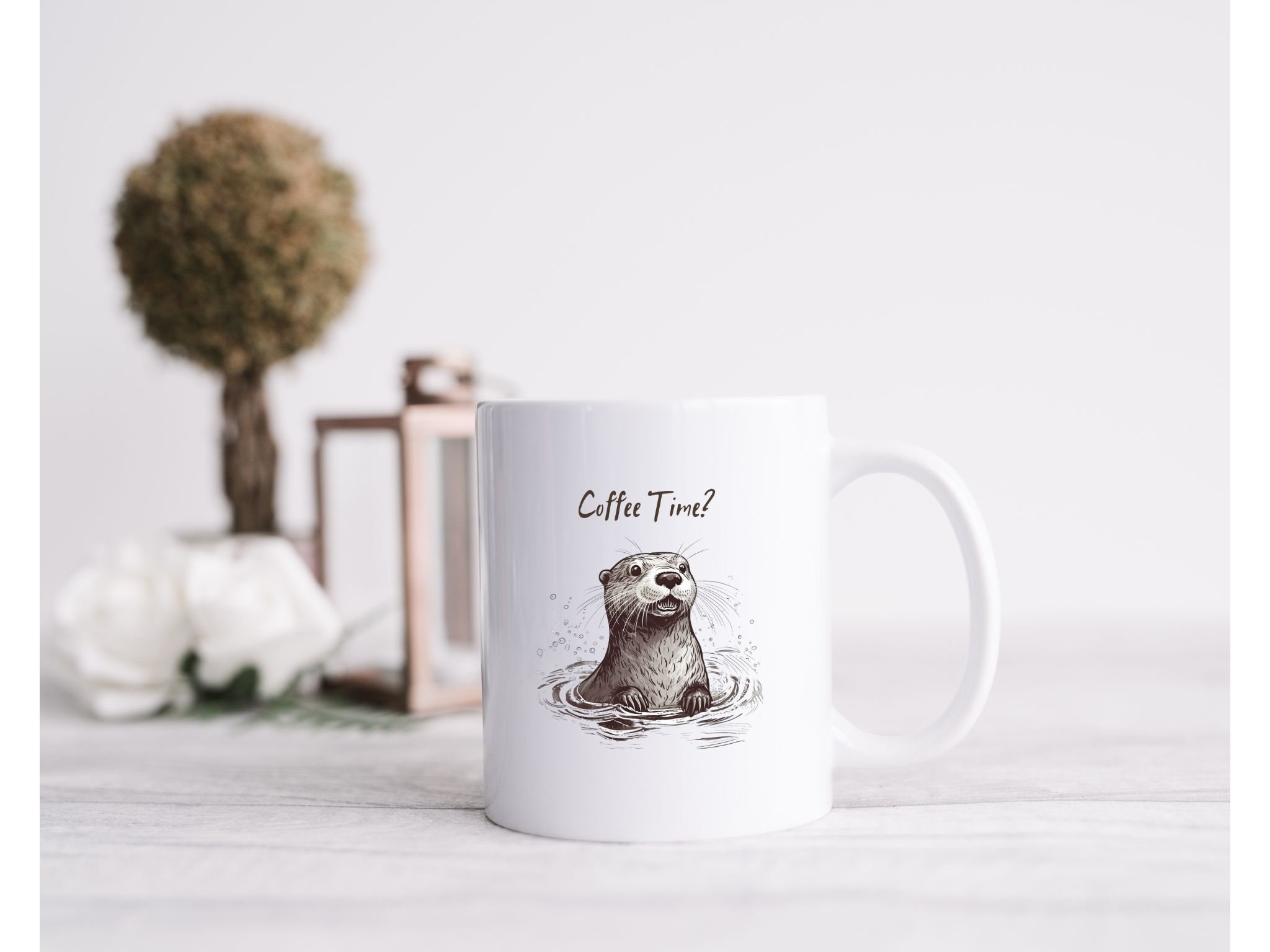 Let's Stay Warm Two-Otter Coffee Mug by Lillian IpKoon