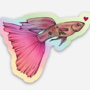 Guppy Fish Heart Love Sticker