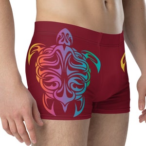 Men's Boxer Briefs, Turtle Boxer Briefs for Men, Red Boxer Briefs, Colorful Turtle Underwear, Boxer Briefs for Men