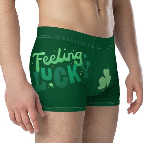 Men's Boxer Briefs, St. Patrick's Day Underwear, Feeling Lucky Undies, Green Men's Boxer Briefs, Shamrock Underwear, Festive Undies