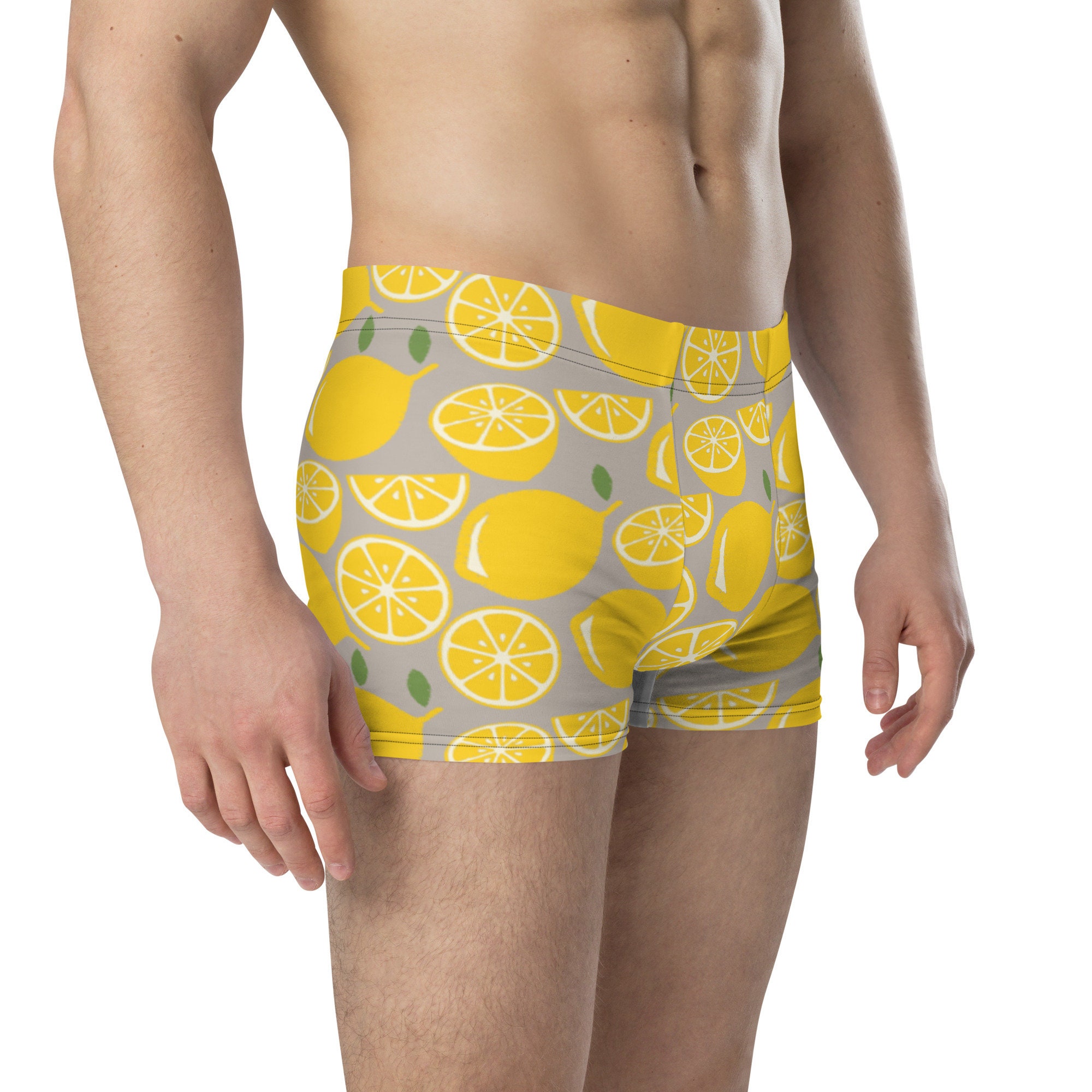 Lemon Men's Boxer Briefs, Lemon Men's Underwear, Gray Men's Undies