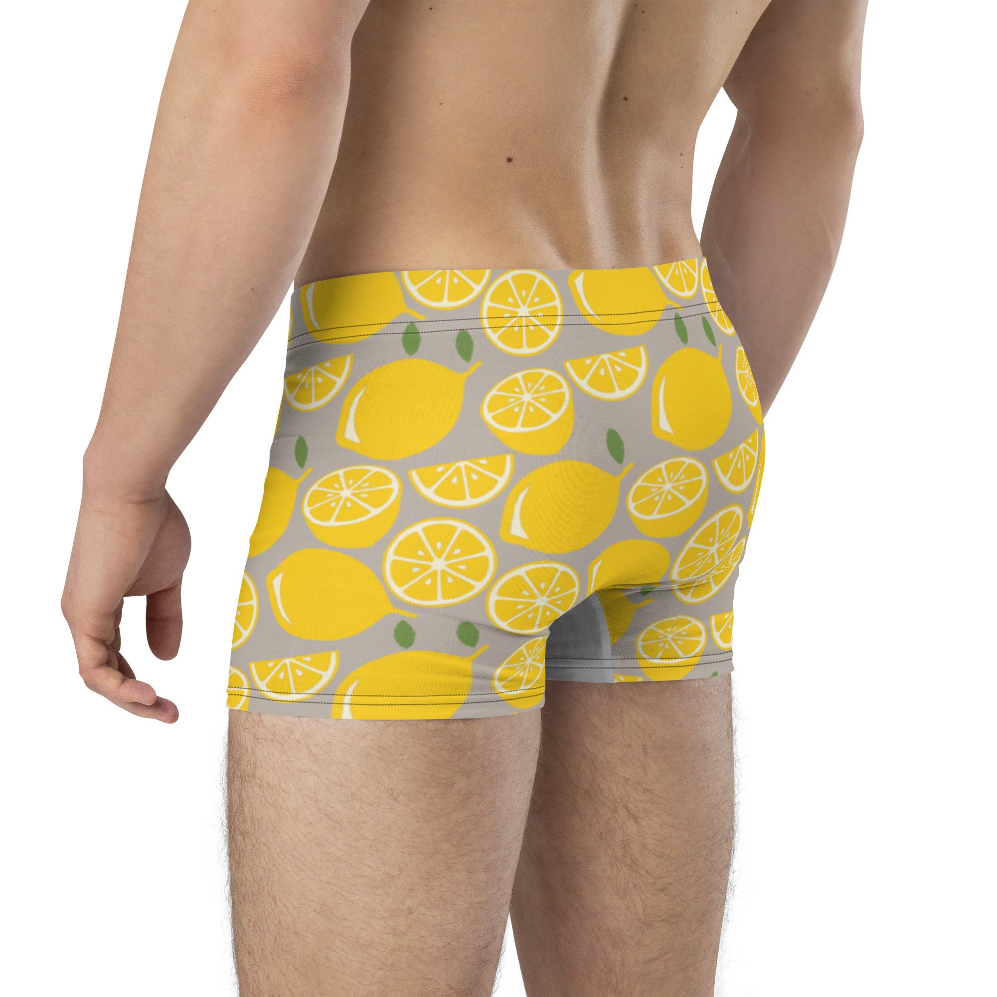 Lemon Men's Boxer Briefs, Lemon Men's Underwear, Gray Men's Undies