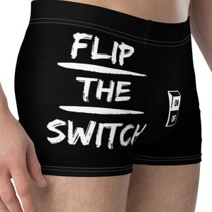 Men's Boxer Briefs, Fun Underwear, Flip the Switch Undies, On/Off Switch, Crotch Humor, Comfortable Underwear for Men, Black Boxer Briefs