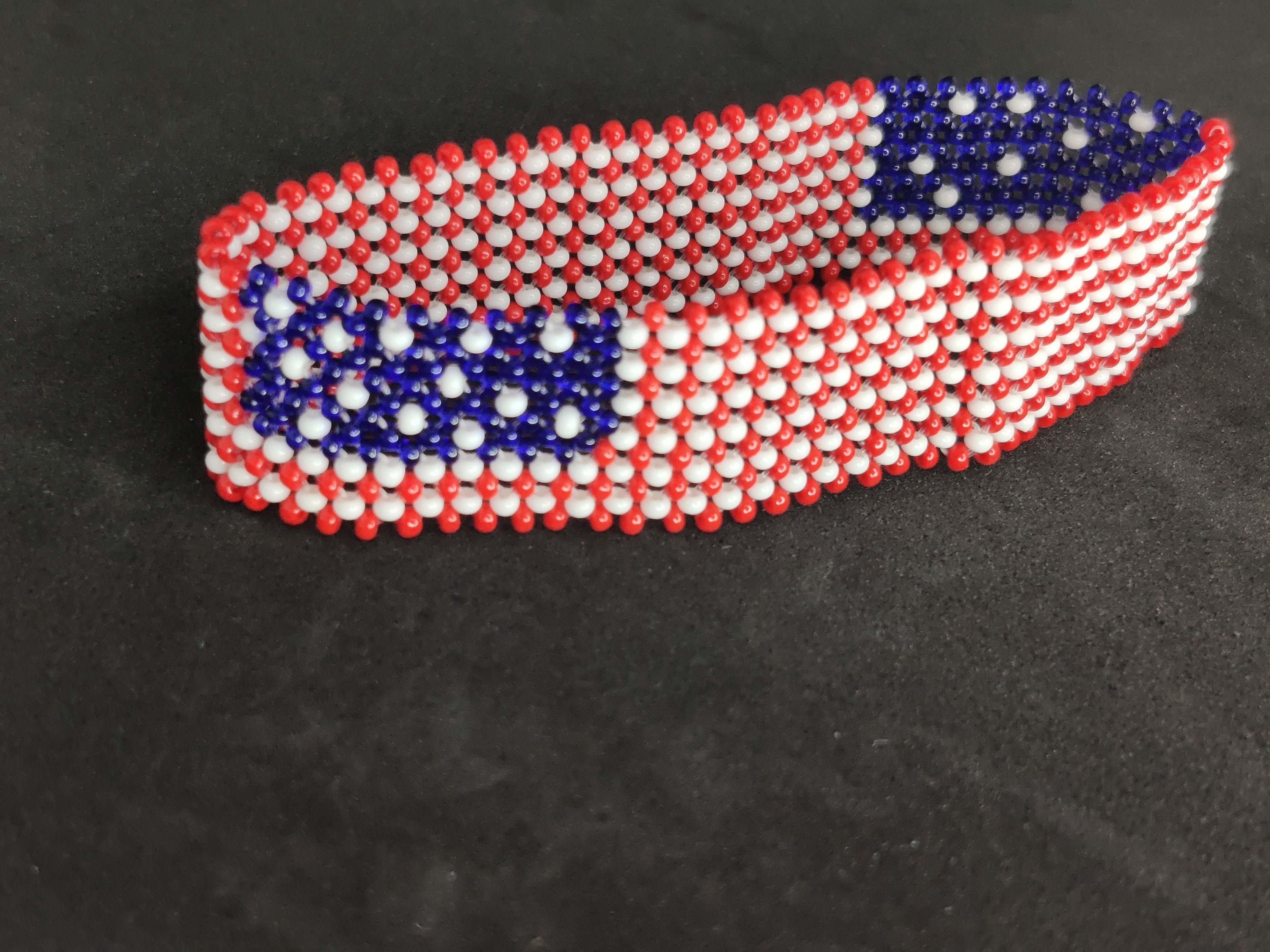 American Flag Beaded Bracelet Etsy