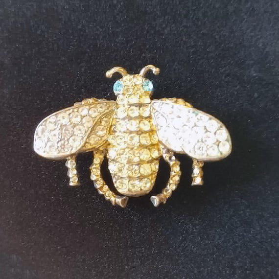 VTG Signed KJL Kenneth Jay Lane Rhinestone Bumble… - image 4
