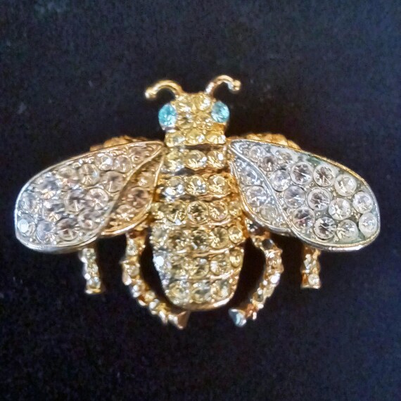 VTG Signed KJL Kenneth Jay Lane Rhinestone Bumble… - image 1