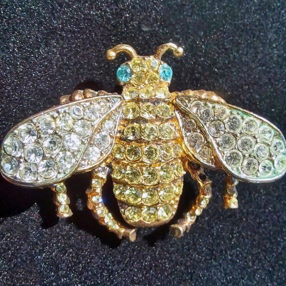 VTG Signed KJL Kenneth Jay Lane Rhinestone Bumble… - image 7