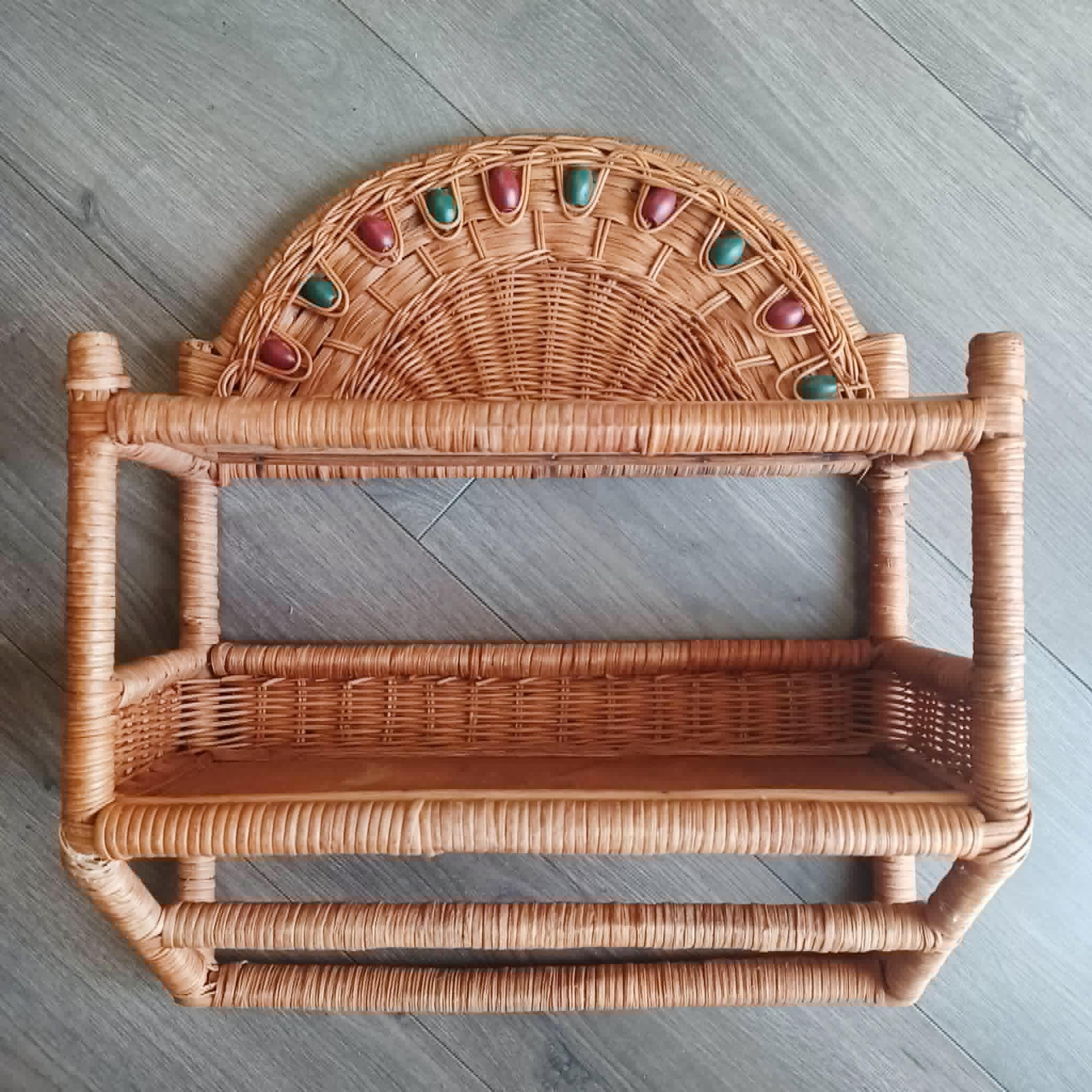 70s Rattan Shelf - Etsy