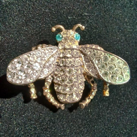 VTG Signed KJL Kenneth Jay Lane Rhinestone Bumble… - image 2