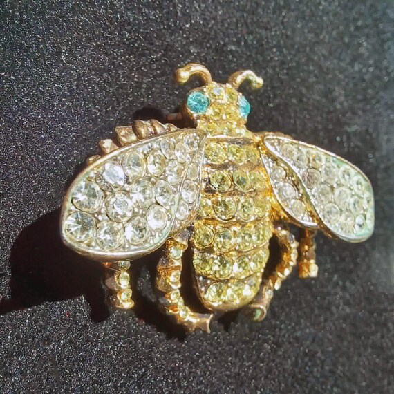 VTG Signed KJL Kenneth Jay Lane Rhinestone Bumble… - image 9