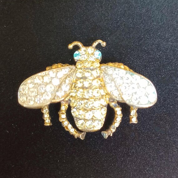 VTG Signed KJL Kenneth Jay Lane Rhinestone Bumble… - image 3