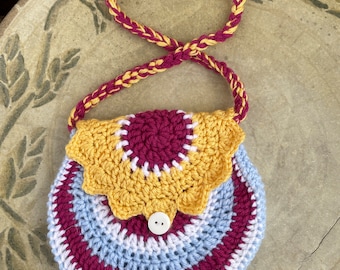 Handmade crochet bag for little girls/ Crochet bag for kids/ Birthday crochet little girls bag /Crossbody crochet girls bag.