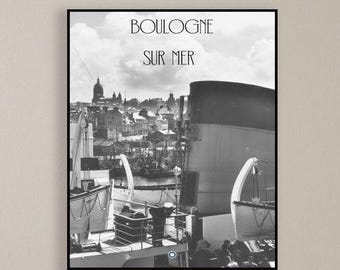 Retro poster of Boulogne-sur-Mer port
