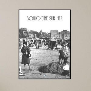 Retro-Poster Boulogne sur mer der Strand in der Belle Époque