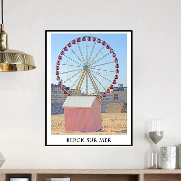 AFFICHE poster Berck sur mer  les cabines de plage la grande roue