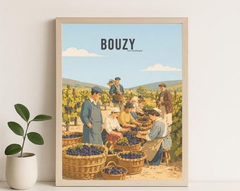 Bouzy vineyards poster, wall art