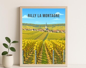 RILLY the mountain poster - vineyards - REIMS Decor, wall art