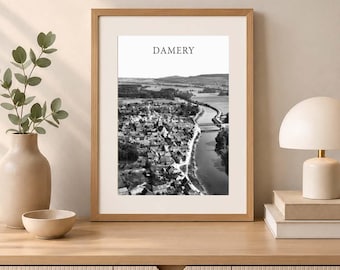 DAMERY retro town poster - black and white - Wall art - Marne