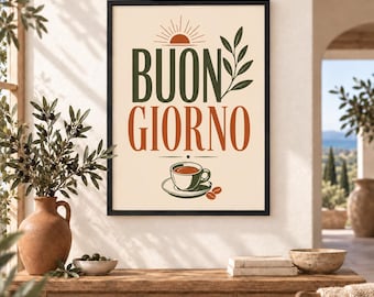 Retro Italian Buon Giorno poster – Coffee and dolce vita wall decoration