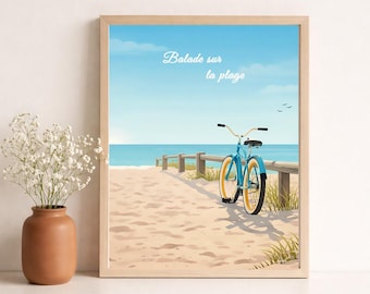 Seaside poster - Bicycle - vacation - colorful