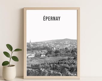 EPERNAY poster - vineyards - retro - REIMS Decor, wall art