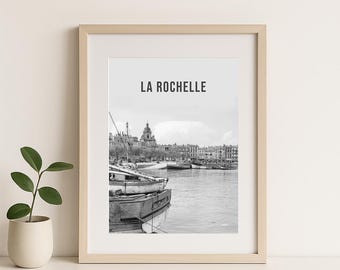 LA ROCHELLE poster - retro - black & white - beach-style wall decor