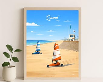 QUEND BEACH poster - sand yachts - Wall decoration