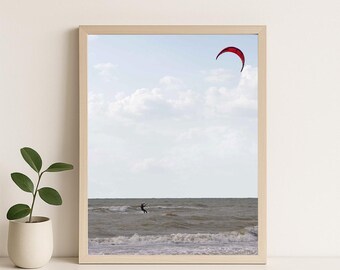 Kite surfing poster, wall decor, water sports style