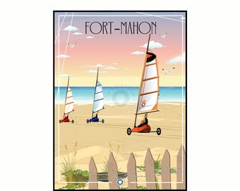 illustrated poster FORT MAHON BEACH