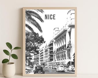 Retro NICE poster – Black & white – Wall decor