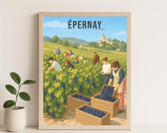 EPERNAY poster - vineyards - REIMS Decor, wall art