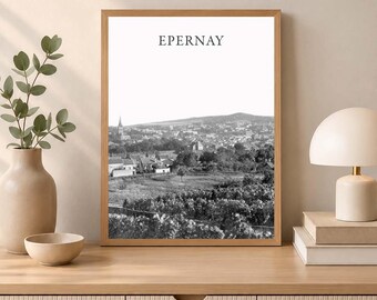 EPERNAY poster - vineyards - retro - REIMS Decor, wall art