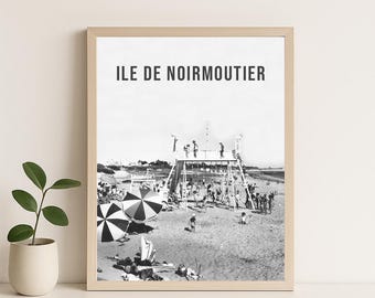 Retro Noirmoutier Island Poster – Black & White – Wall Decor