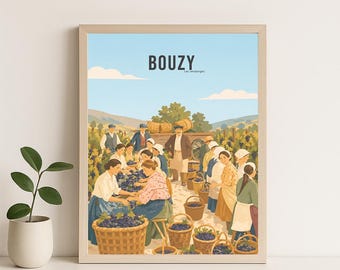 Bouzy vineyards poster, wall art