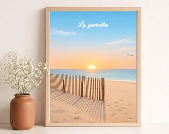 Seaside poster - Wooden fences - Holiday - Colorful