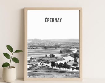 EPERNAY poster - vineyards - retro - REIMS Decor, wall art