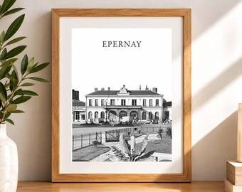 EPERNAY poster - vineyards - retro - REIMS Decor, wall art