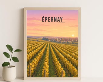 EPERNAY poster - vineyards - REIMS Decor, wall art