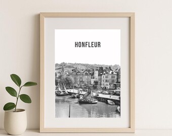 Honfleur retro town poster - decorative wall art