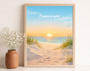 Seaside poster - Sunset - vacation - colorful