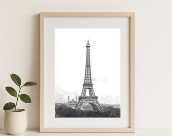 Retro Paris Eiffel Tower Poster – Black & White – Wall Decor