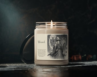 Vela de soja perfumada para magos, clases de D&D, 9 oz, fantasía, juegos de rol, Pathfinder, regalos para frikis, juegos de mesa y meditación