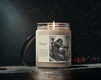 Vela de soja perfumada para clase de D&D, 9 oz, para guardabosques, fantasía, juegos de rol, Pathfinder, regalos para frikis, juegos de mesa y meditación