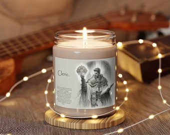 Vela de soja perfumada para clérigos, clases de D&D, 9 oz, fantasía, juegos de rol, Pathfinder, regalos para frikis, juegos de mesa y meditación